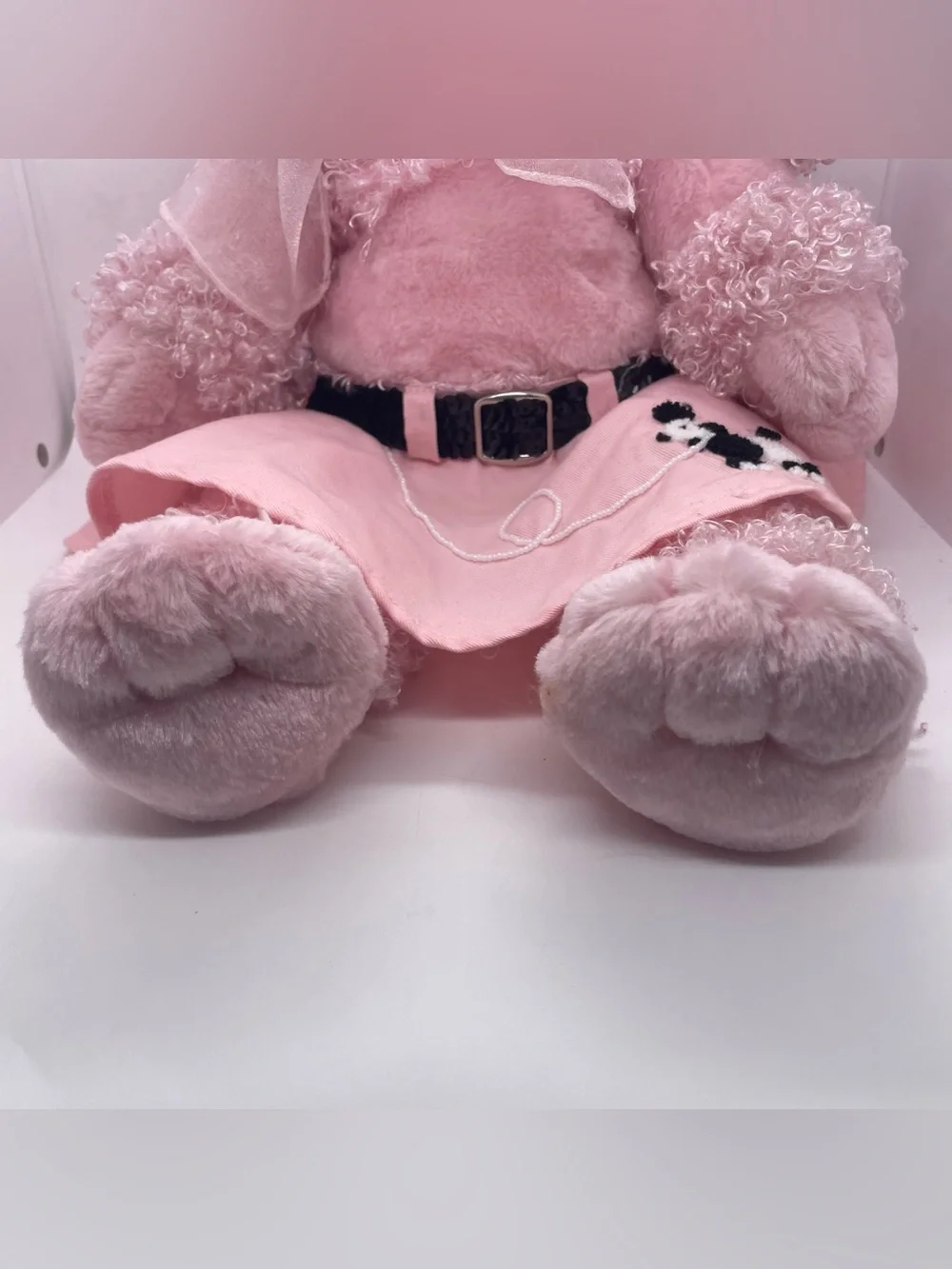 Build A Bear Pink French Poodle Plush Retired 50's Skirt with Hair Accessories